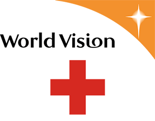 Logo for World Vision and Red Cross.